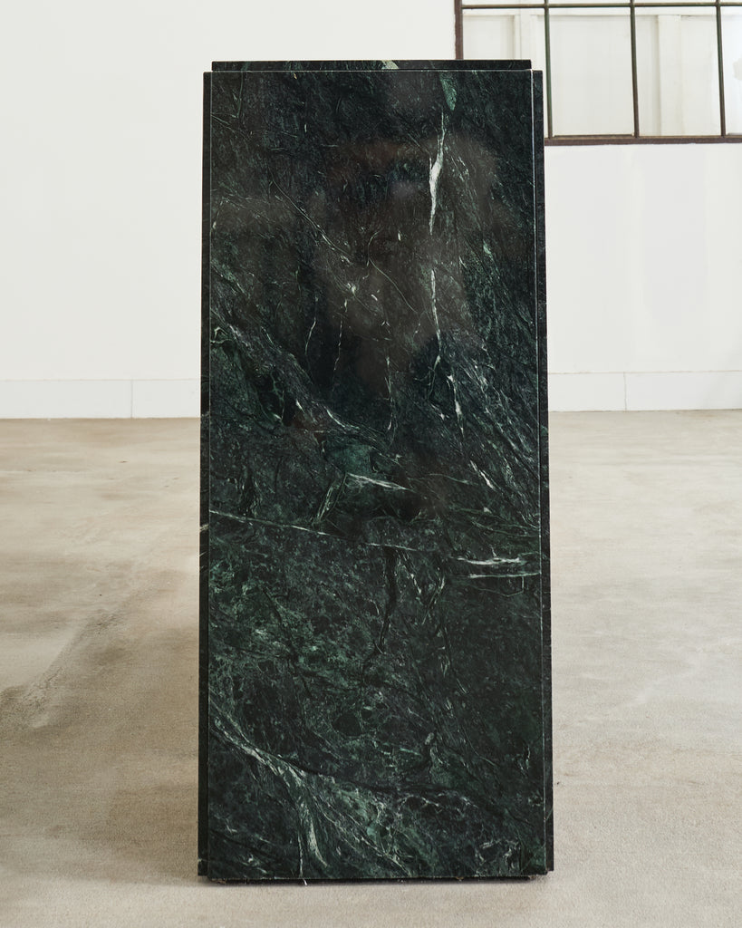 Trio of Italian Verdi Alpi Marble Pedestal Stands 41"h