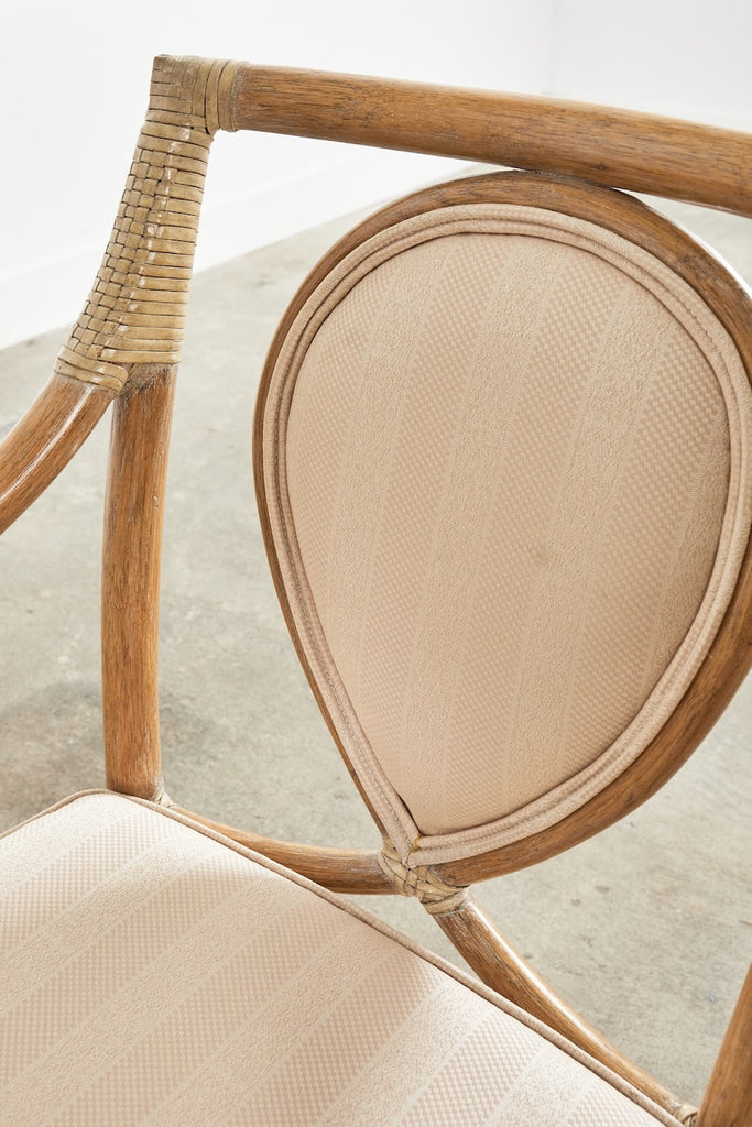 Pair of McGuire Rattan Leona Loop Back Dining Armchairs