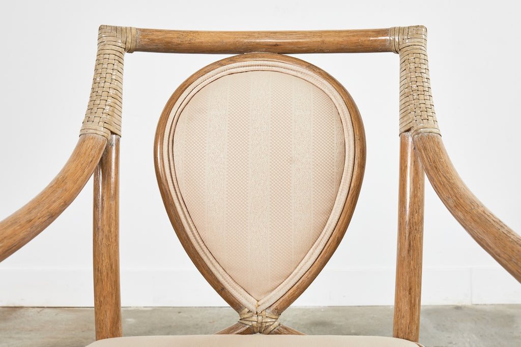 Pair of McGuire Rattan Leona Loop Back Dining Armchairs