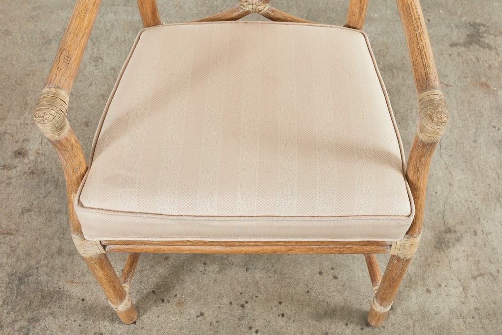 Pair of McGuire Rattan Leona Loop Back Dining Armchairs