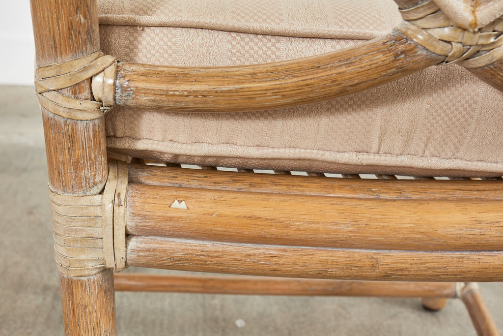 Pair of McGuire Rattan Leona Loop Back Dining Armchairs