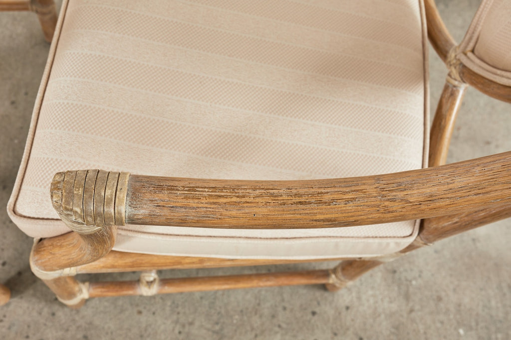 Pair of McGuire Rattan Leona Loop Back Dining Armchairs