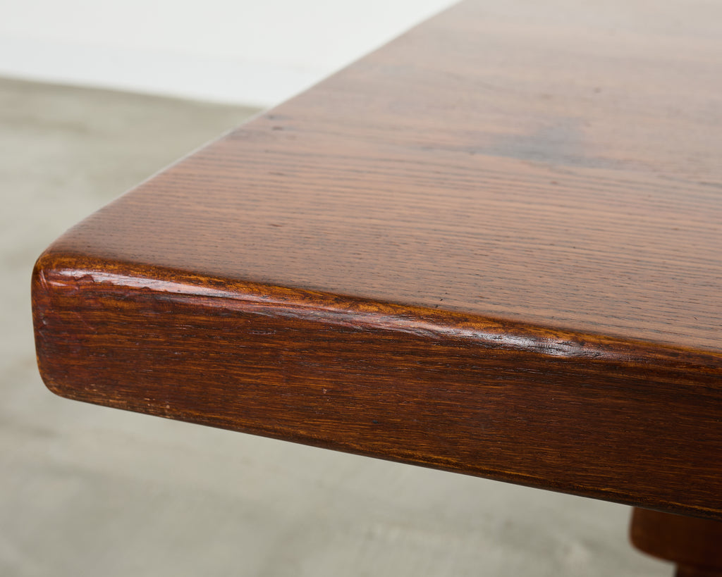 Monumental Country French Oak Farmhouse Triple Pedestal Dining Table