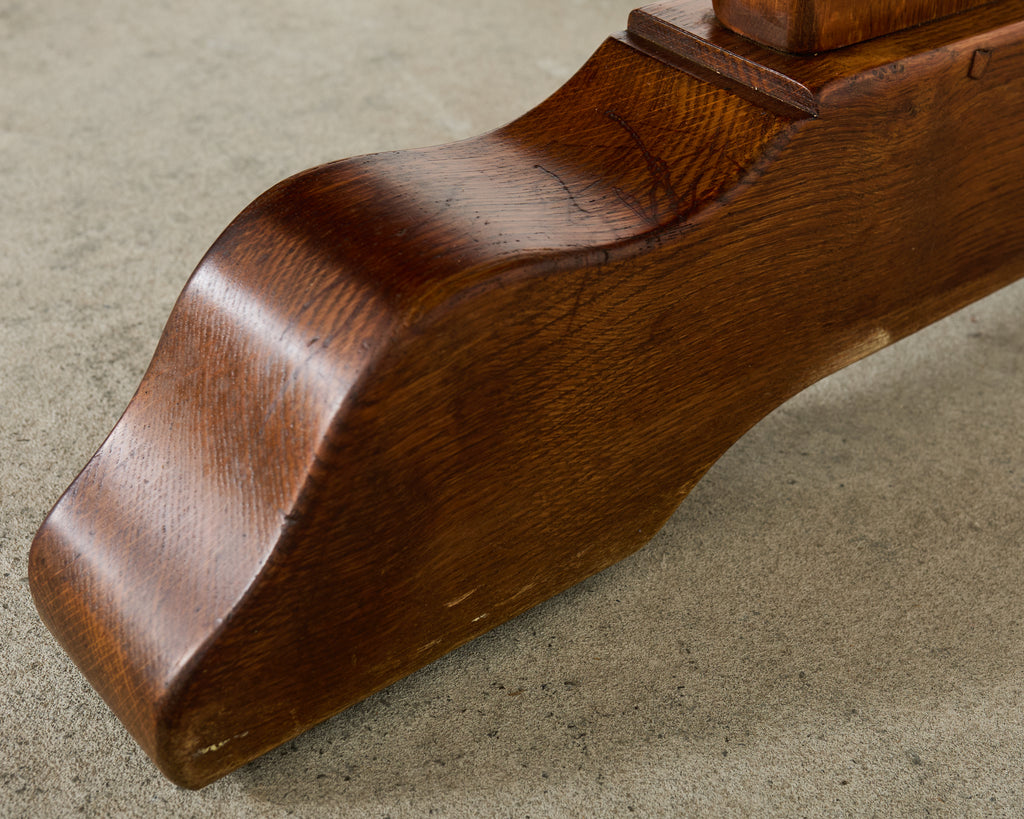 Monumental Country French Oak Farmhouse Triple Pedestal Dining Table