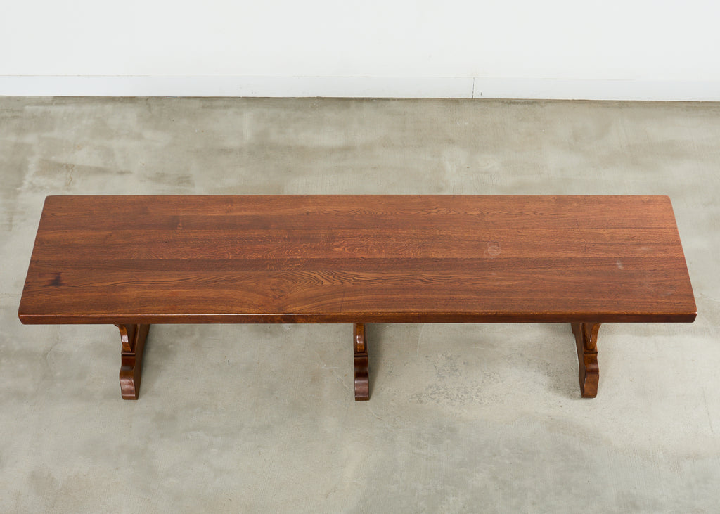 Monumental Country French Oak Farmhouse Triple Pedestal Dining Table