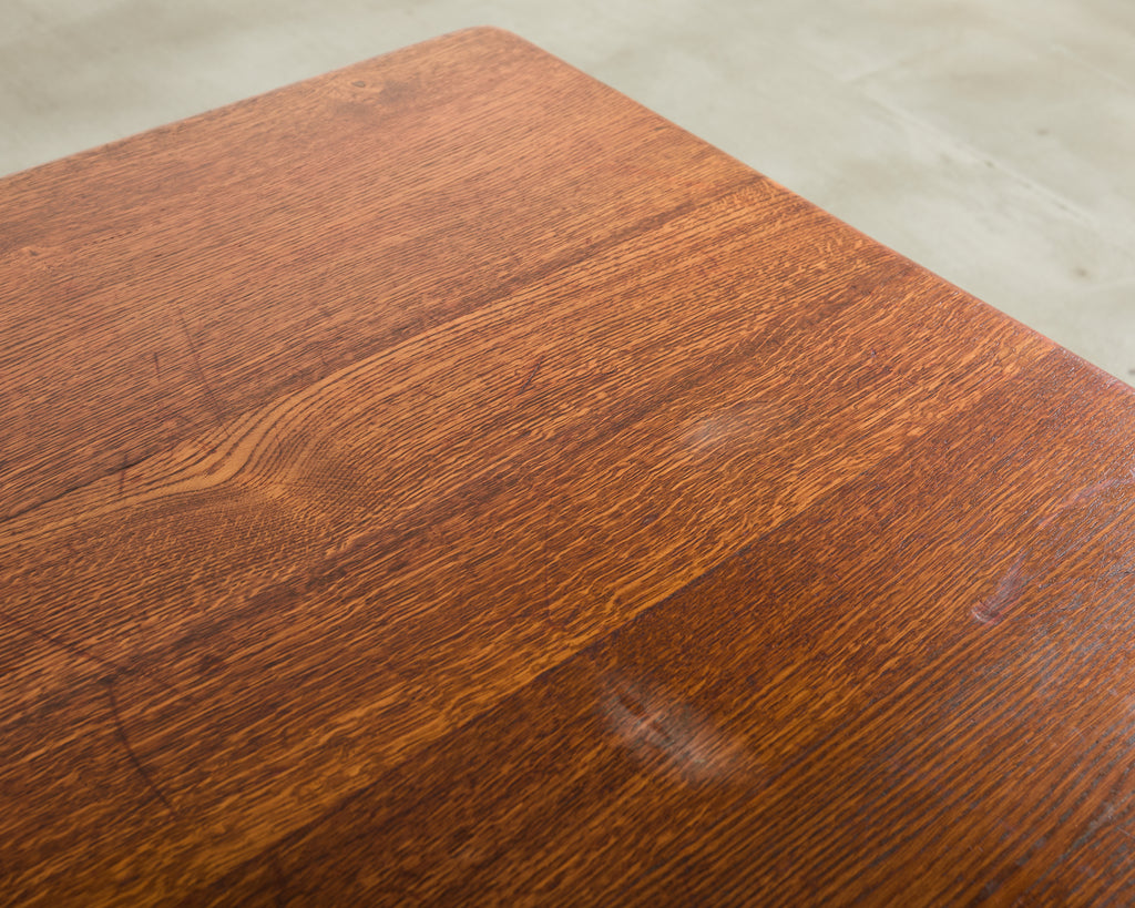 Monumental Country French Oak Farmhouse Triple Pedestal Dining Table