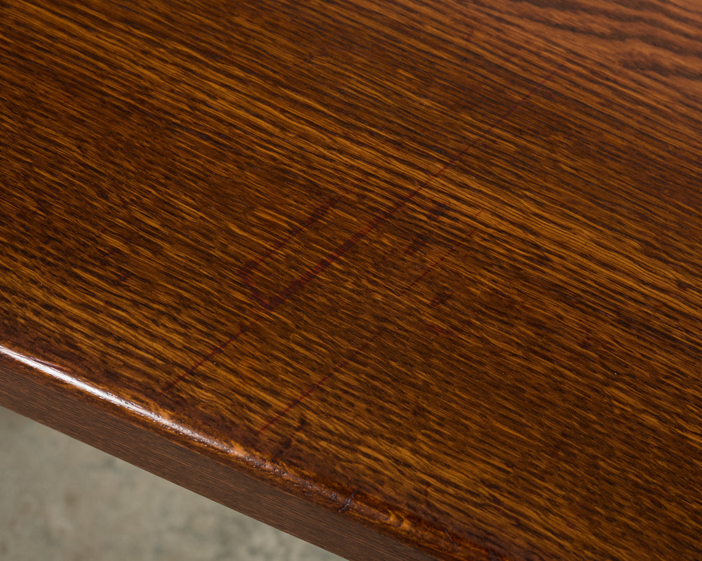 Monumental Country French Oak Farmhouse Triple Pedestal Dining Table