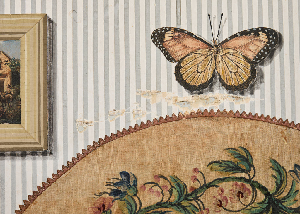 Mid-century French Trompe l'oeil Decoupage Folding Screen