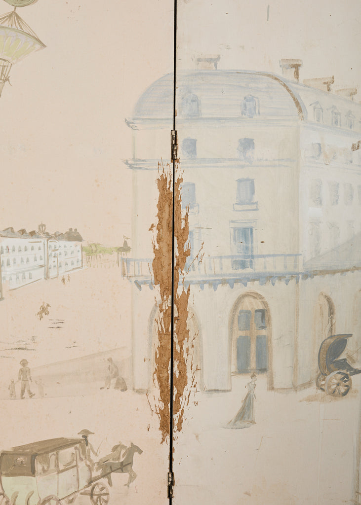 Mid-century French Trompe l'oeil Decoupage Folding Screen
