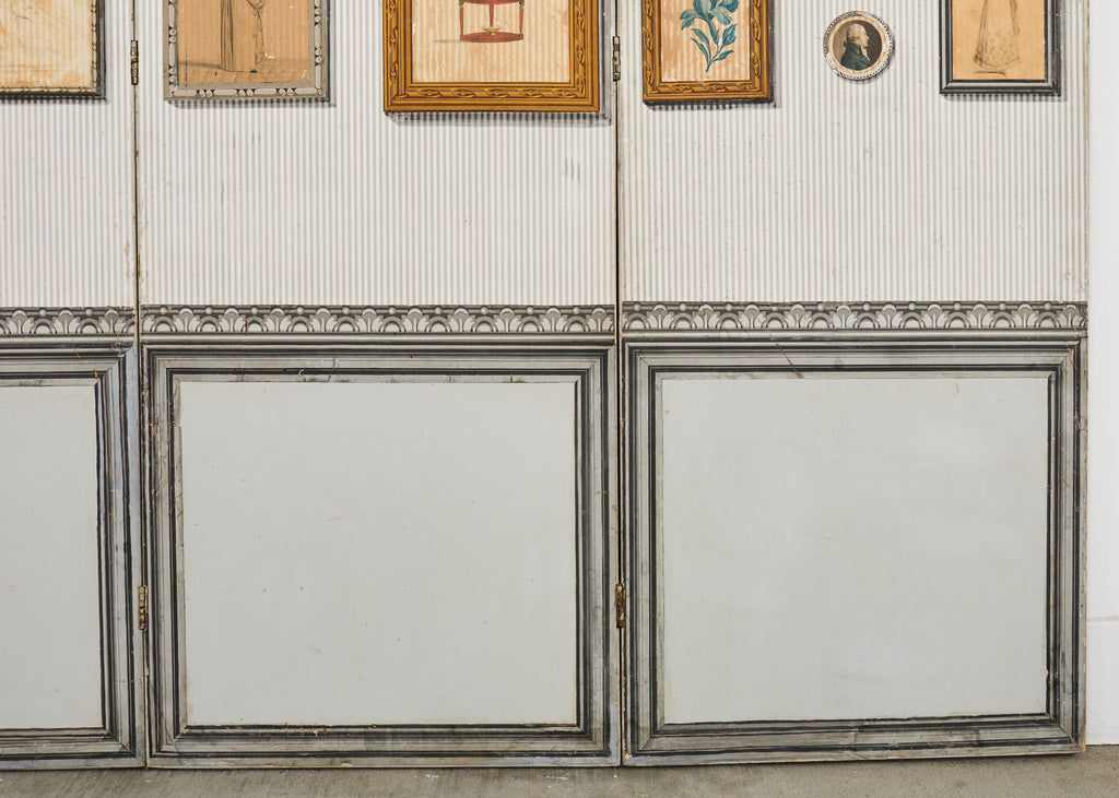 Mid-century French Trompe l'oeil Decoupage Folding Screen