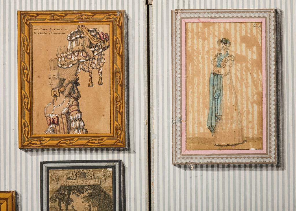 Mid-century French Trompe l'oeil Decoupage Folding Screen