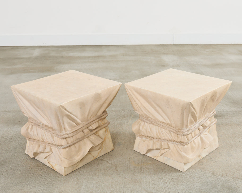 Pair of Trompe l'oeil Drink Tables After John Dickinson