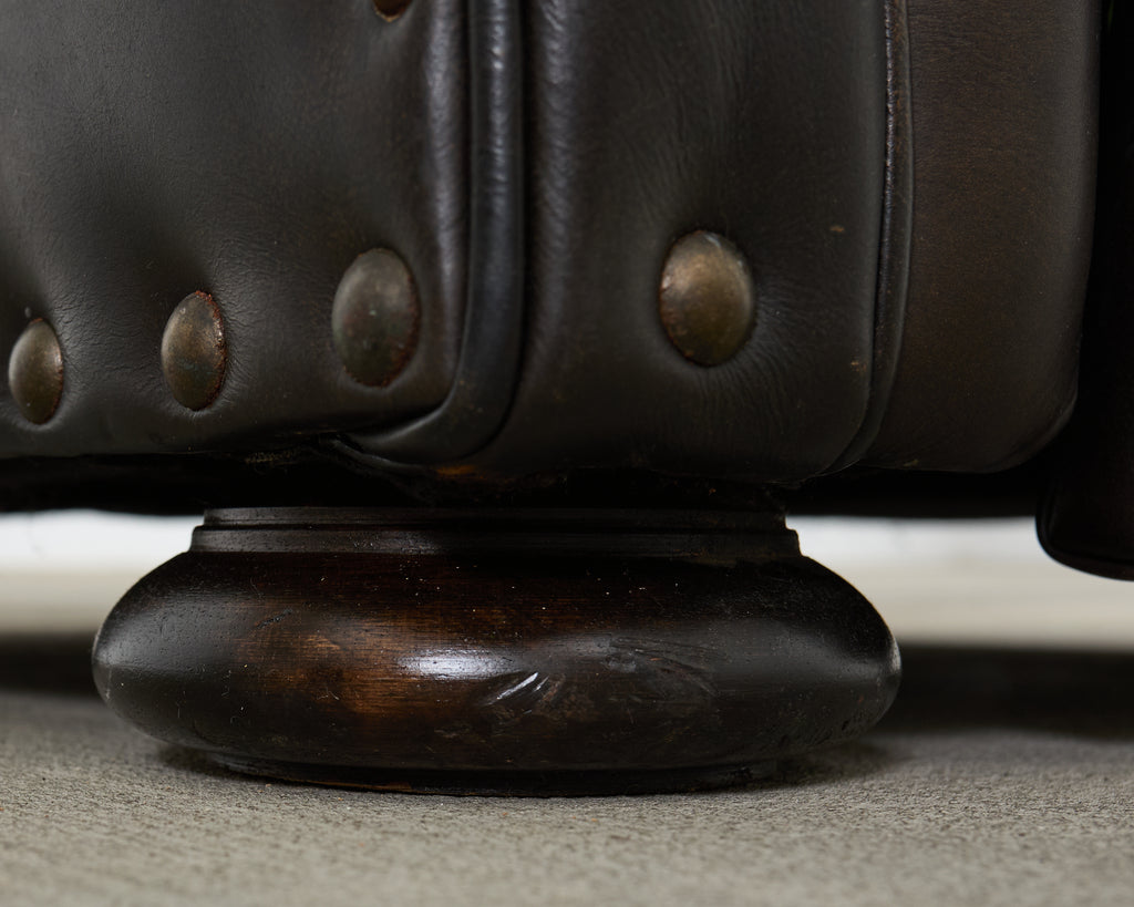 Ralph Lauren Style Cigar Leather Wingback Writers Chair