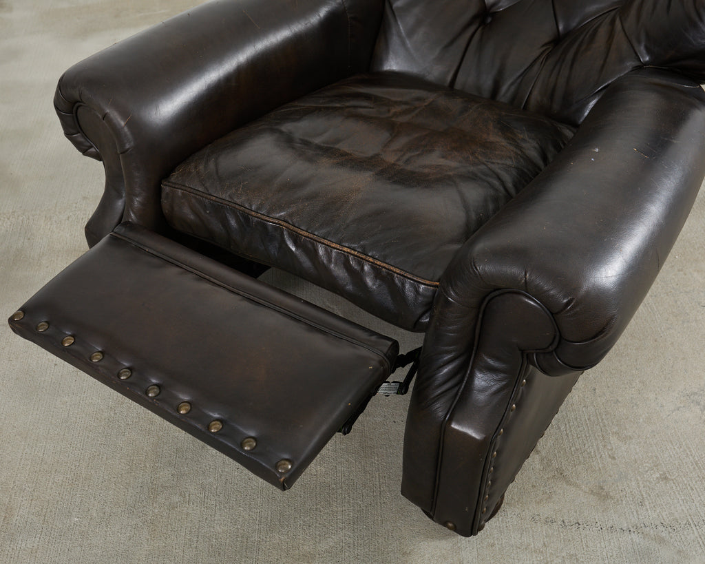 Ralph Lauren Style Cigar Leather Wingback Writers Chair