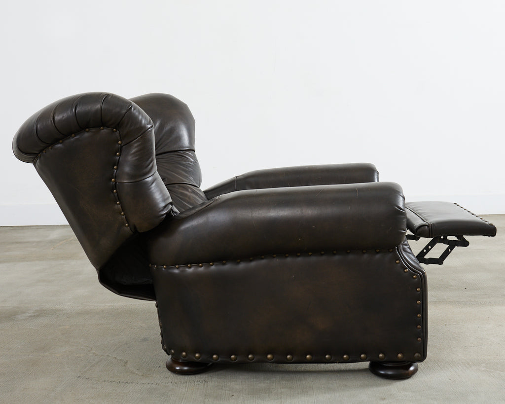 Ralph Lauren Style Cigar Leather Wingback Writers Chair
