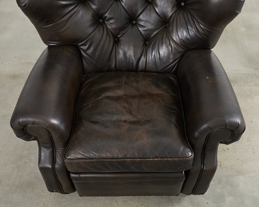 Ralph Lauren Style Cigar Leather Wingback Writers Chair