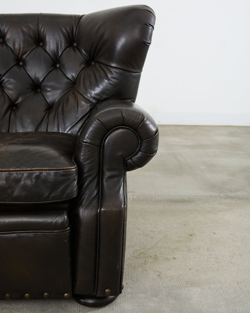 Ralph Lauren Style Cigar Leather Wingback Writers Chair