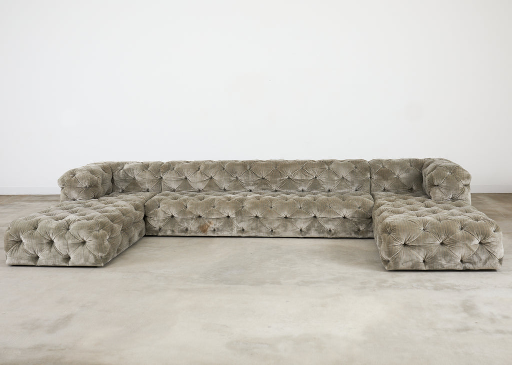 Timothy Oulton Soho Tufted U-Shaped Sectional Chaise Sofa 16 Ft.
