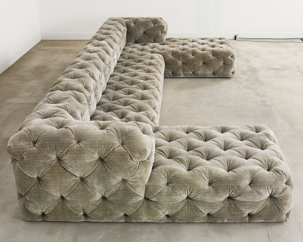 Timothy Oulton Soho Tufted U-Shaped Sectional Chaise Sofa 16 Ft.