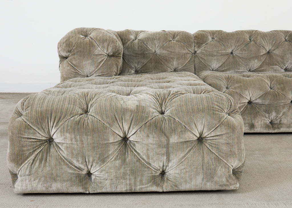 Timothy Oulton Soho Tufted U-Shaped Sectional Chaise Sofa 16 Ft.