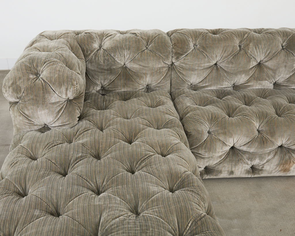 Timothy Oulton Soho Tufted U-Shaped Sectional Chaise Sofa 16 Ft.