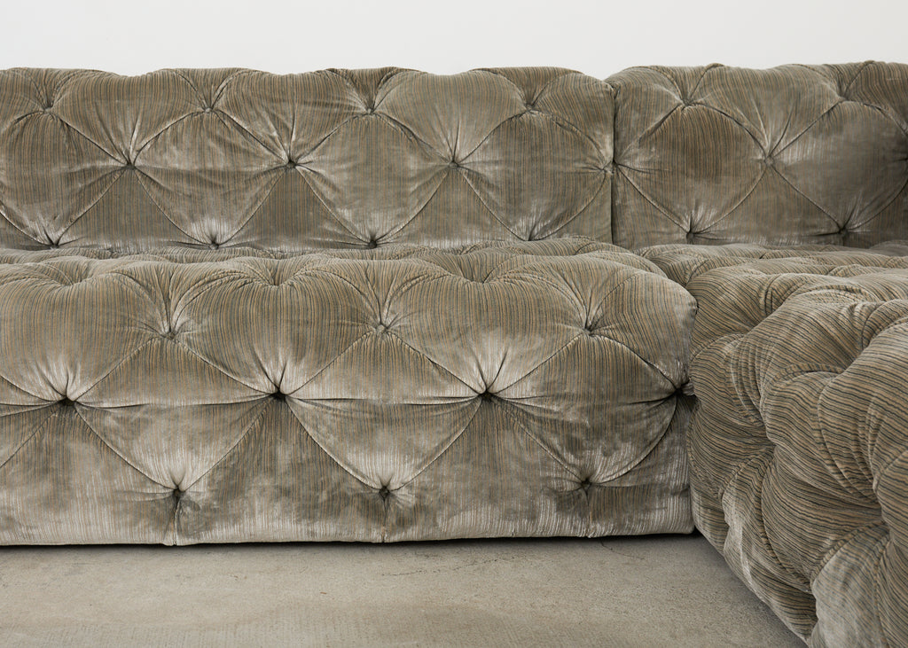 Timothy Oulton Soho Tufted U-Shaped Sectional Chaise Sofa 16 Ft.