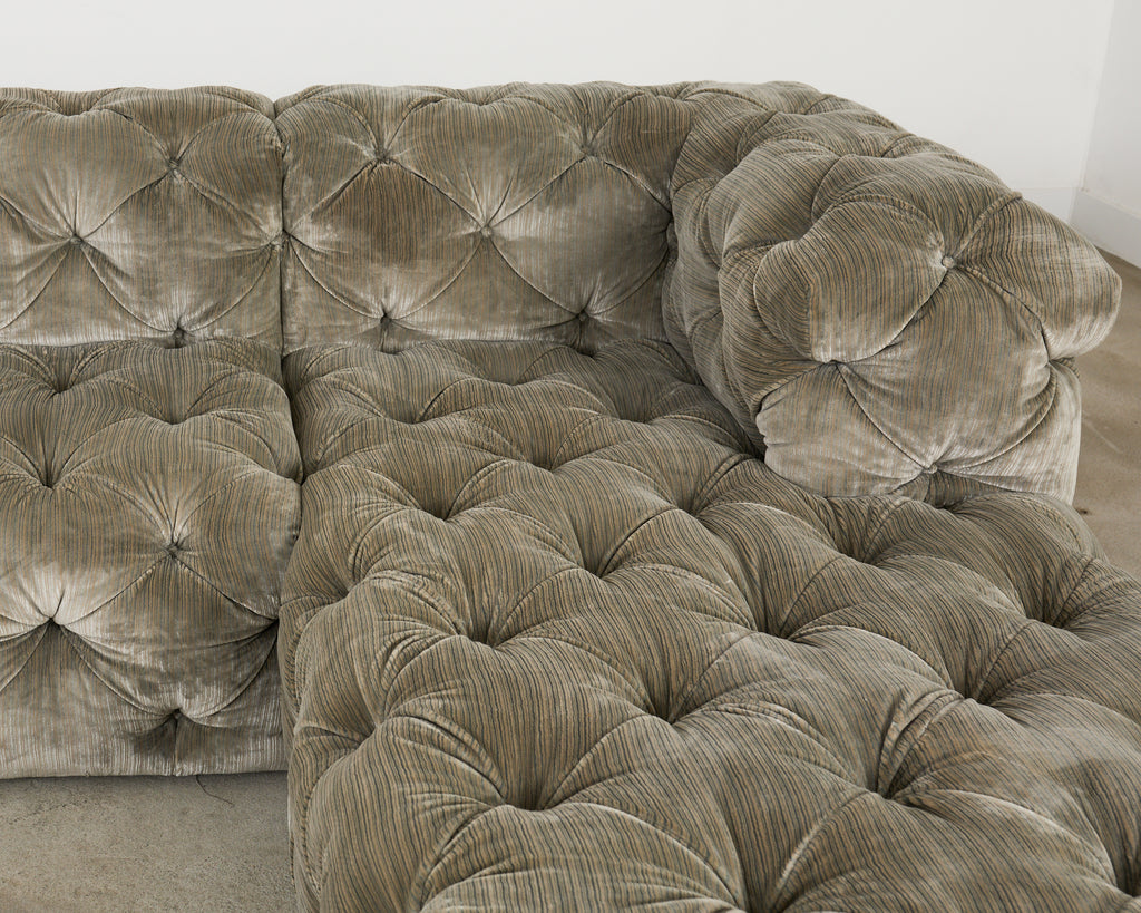 Timothy Oulton Soho Tufted U-Shaped Sectional Chaise Sofa 16 Ft.