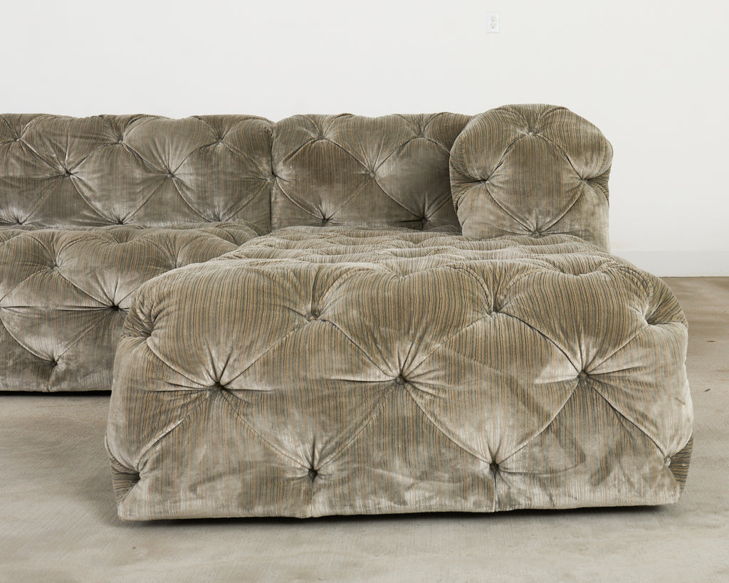 Timothy Oulton Soho Tufted U-Shaped Sectional Chaise Sofa 16 Ft.