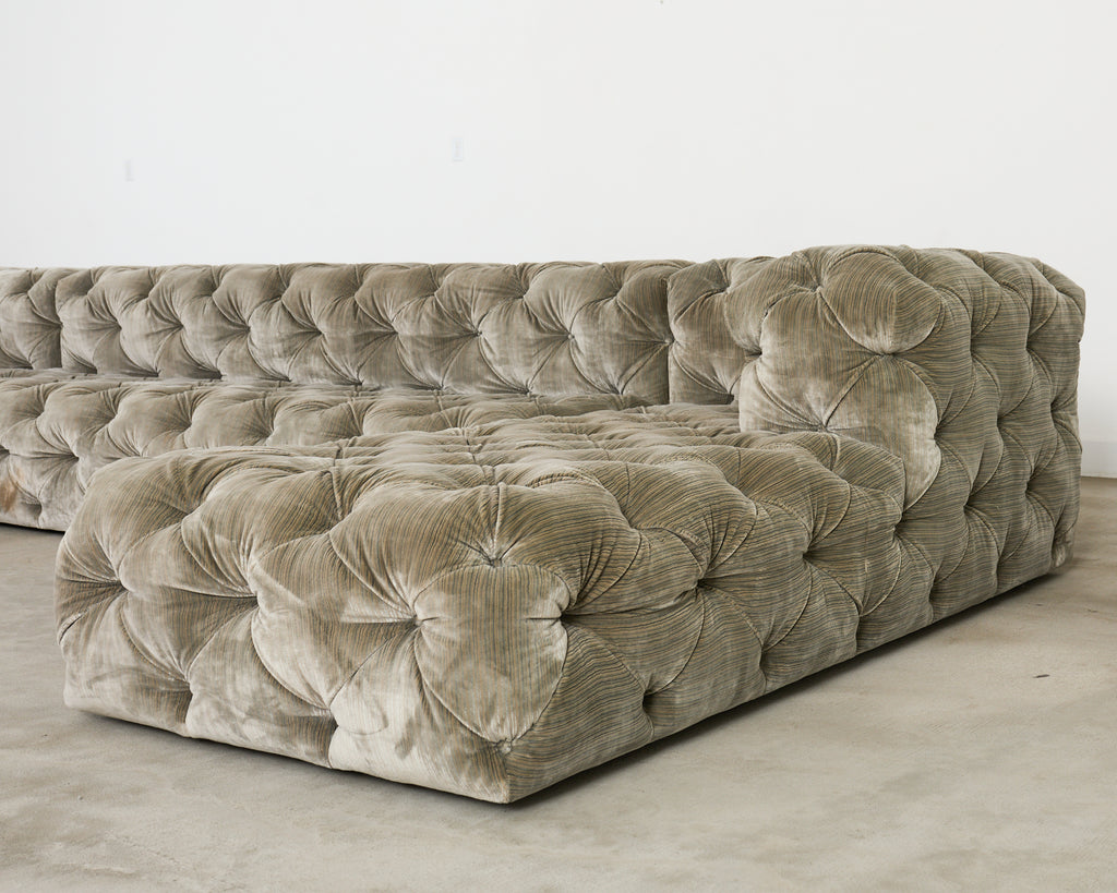 Timothy Oulton Soho Tufted U-Shaped Sectional Chaise Sofa 16 Ft.