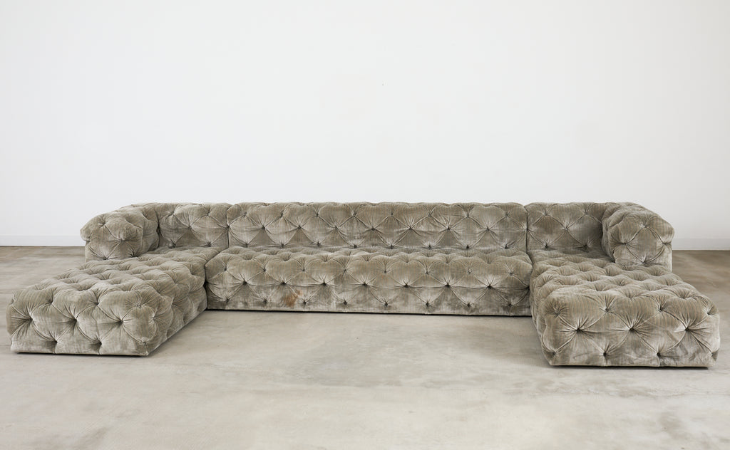 Timothy Oulton Soho Tufted U-Shaped Sectional Chaise Sofa 16 Ft.