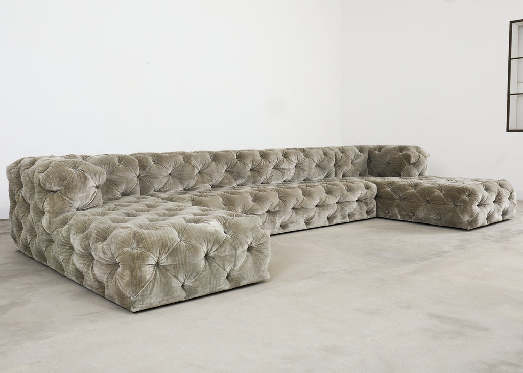 Timothy Oulton Soho Tufted U-Shaped Sectional Chaise Sofa 16 Ft.