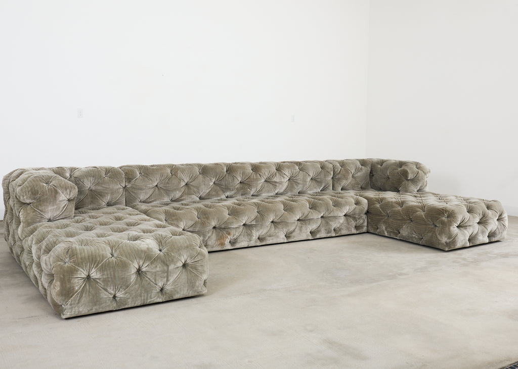 Timothy Oulton Soho Tufted U-Shaped Sectional Chaise Sofa 16 Ft.