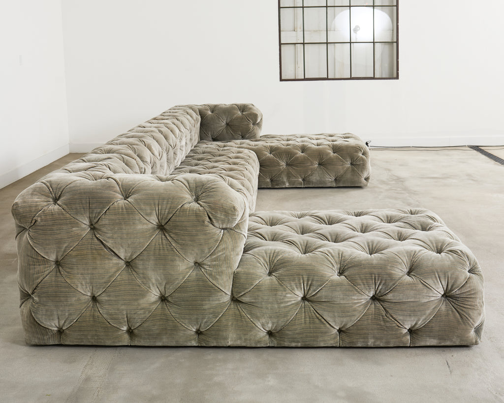 Timothy Oulton Soho Tufted U-Shaped Sectional Chaise Sofa 16 Ft.