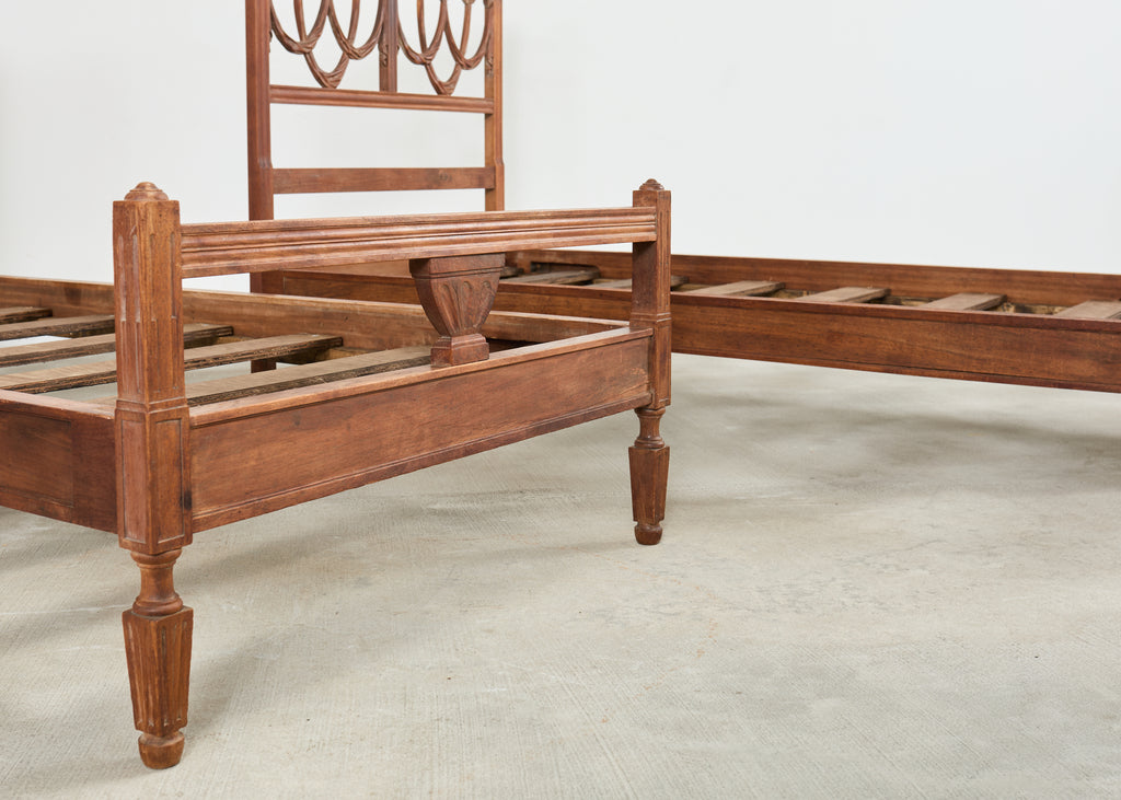 Pair of Italian Neoclassical Style Carved Bed Frames