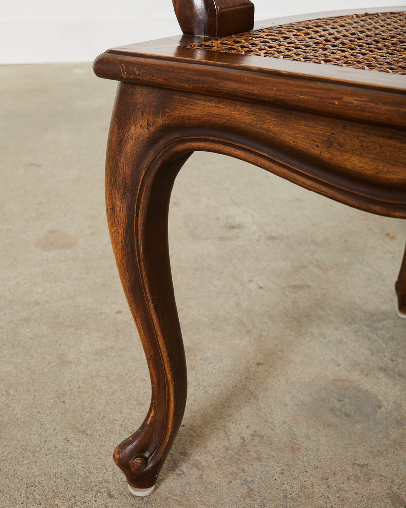 Set of Four Italian Rococo Style Venetian Walnut Armchairs