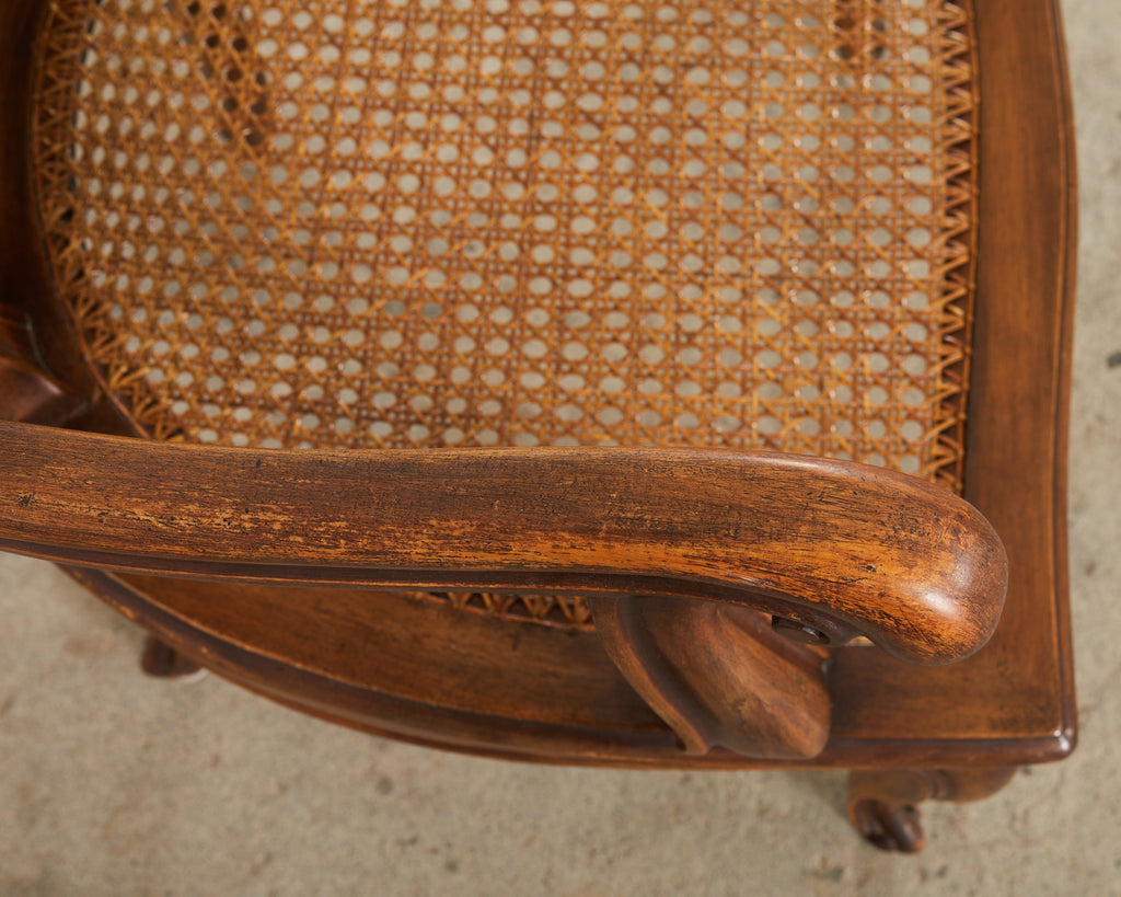 Set of Four Italian Rococo Style Venetian Walnut Armchairs
