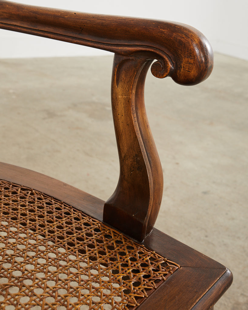 Set of Four Italian Rococo Style Venetian Walnut Armchairs