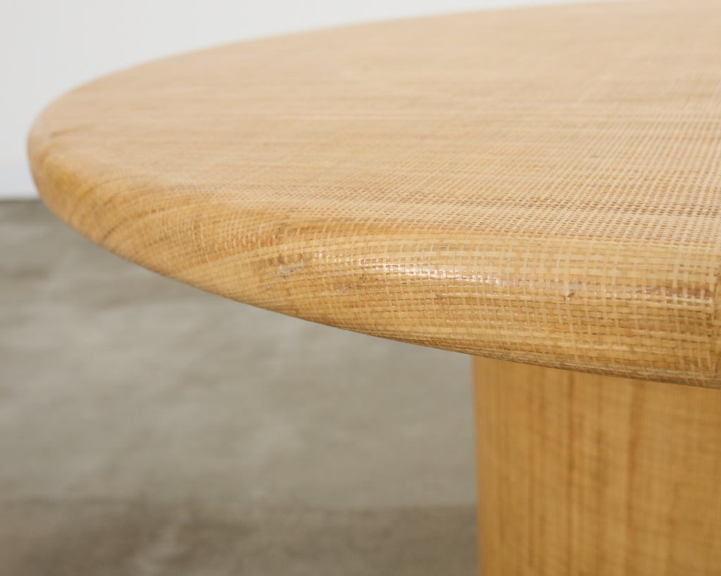 Harrison Van Horn Grasscloth Raffia Pedestal Dining Center Table