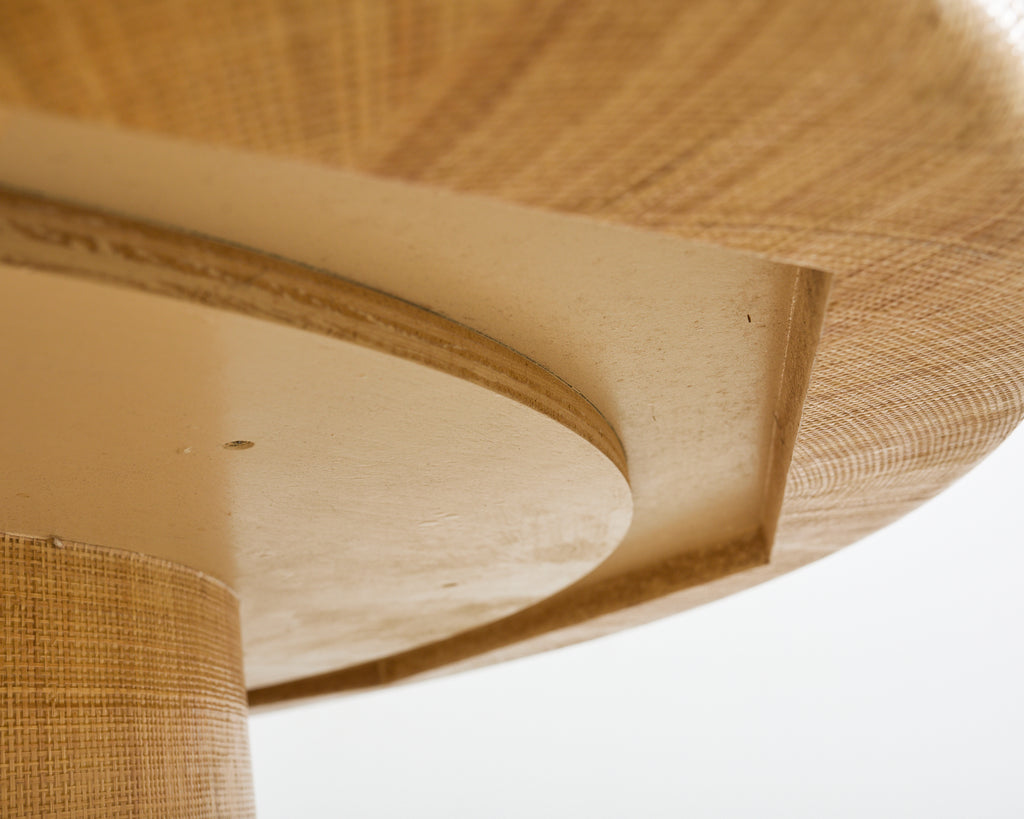 Harrison Van Horn Grasscloth Raffia Pedestal Dining Center Table