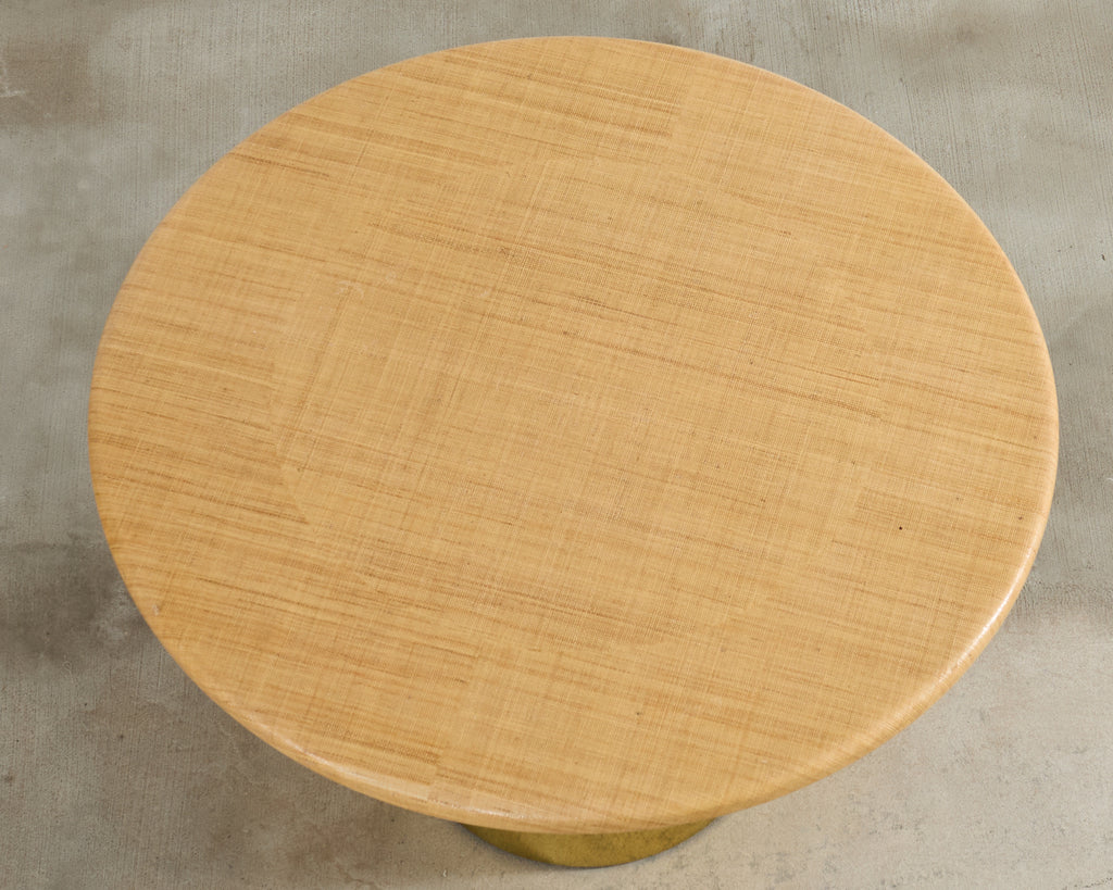 Harrison Van Horn Grasscloth Raffia Pedestal Dining Center Table