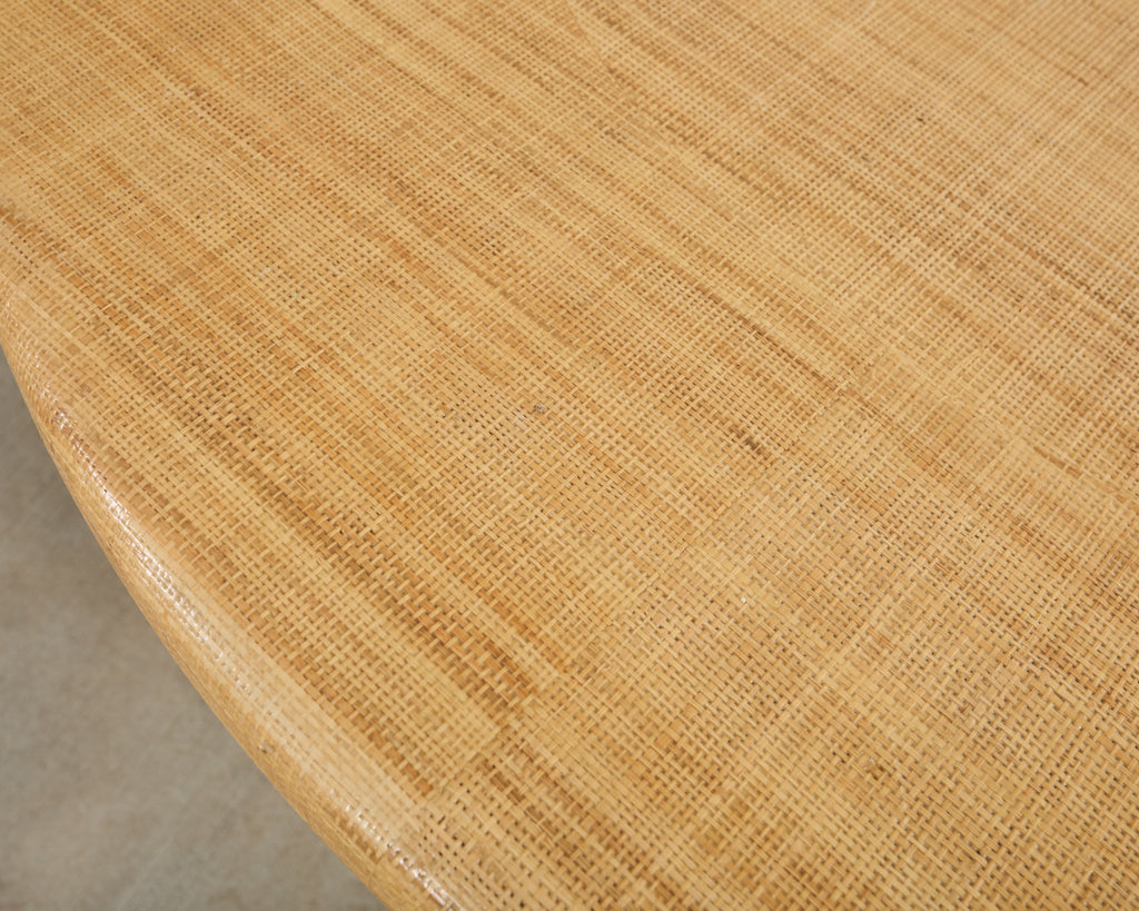 Harrison Van Horn Grasscloth Raffia Pedestal Dining Center Table
