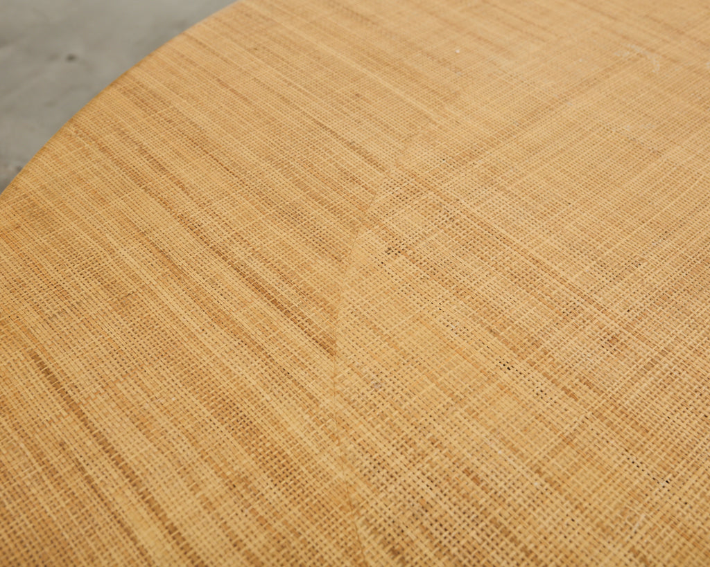 Harrison Van Horn Grasscloth Raffia Pedestal Dining Center Table