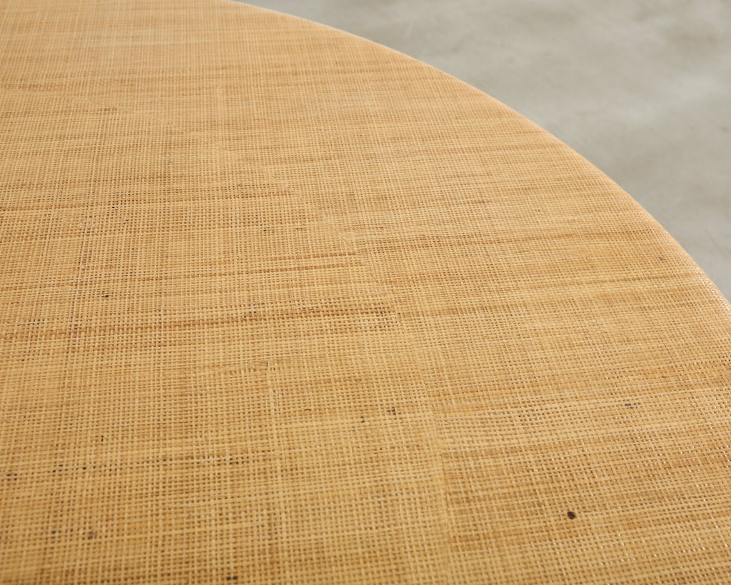 Harrison Van Horn Grasscloth Raffia Pedestal Dining Center Table