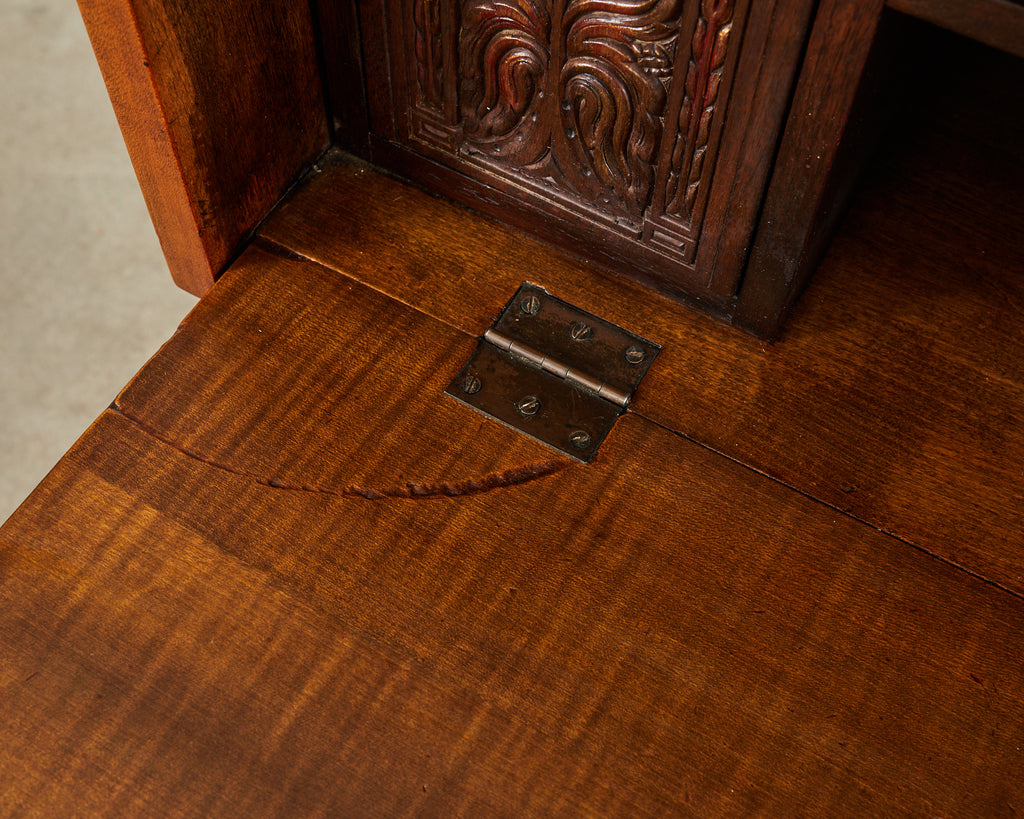 Spanish Baroque Style Walnut Vargueño Cabinet on Stand