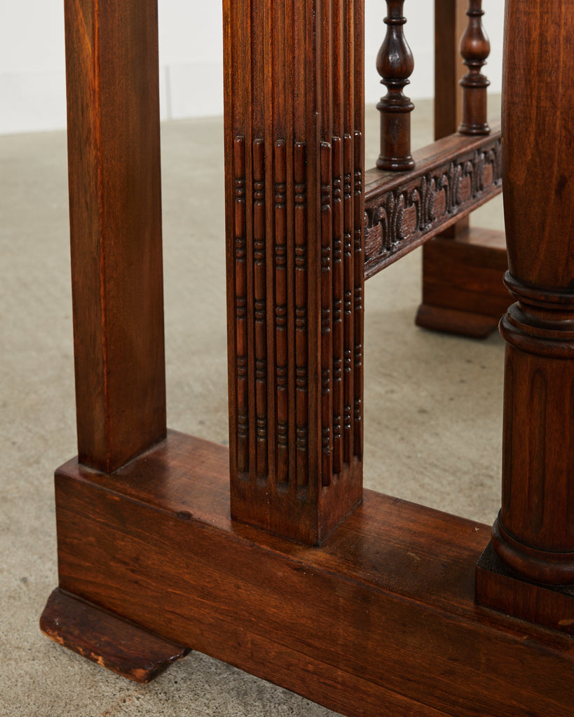 Spanish Baroque Style Walnut Vargueño Cabinet on Stand