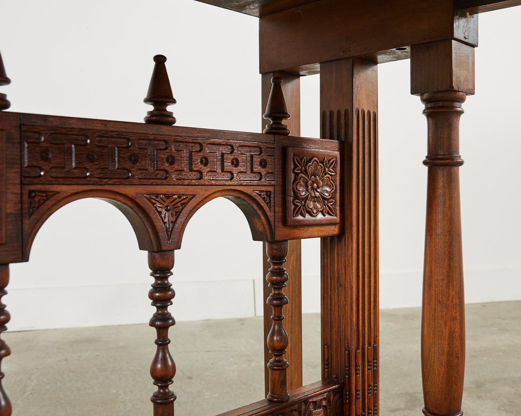 Spanish Baroque Style Walnut Vargueño Cabinet on Stand