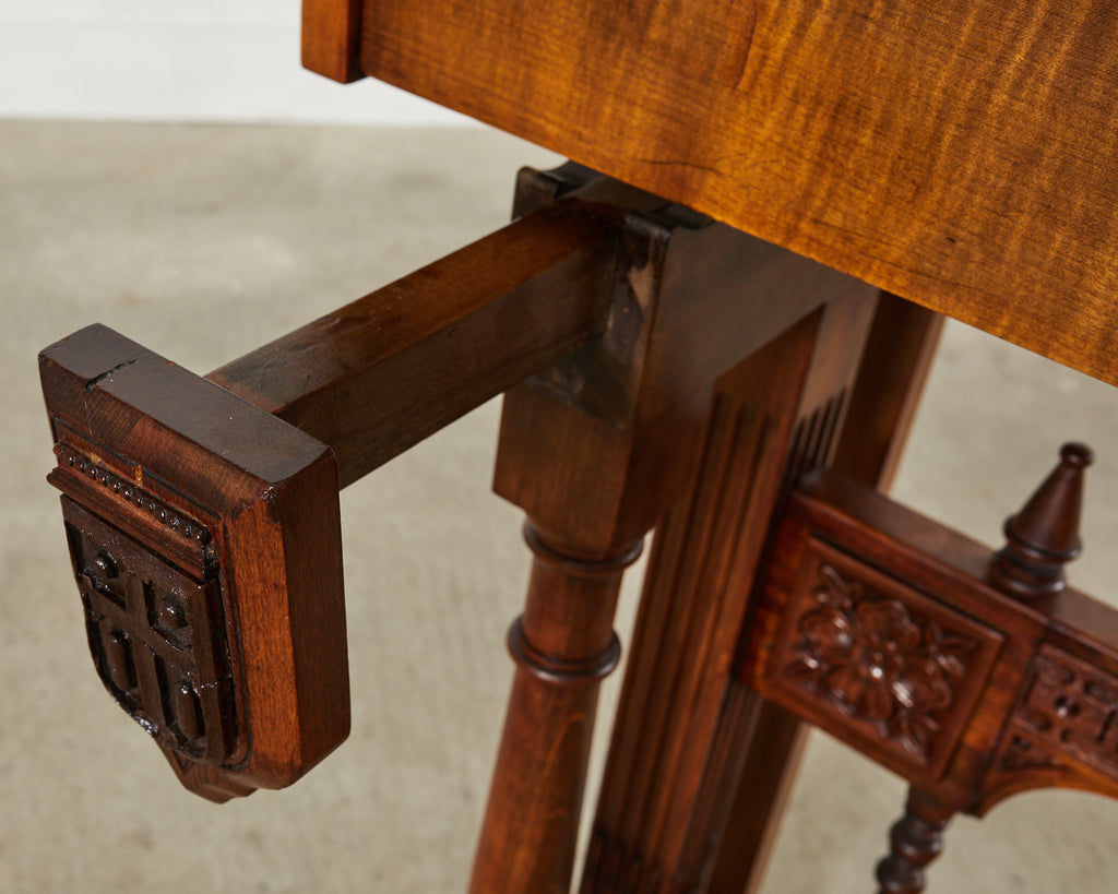 Spanish Baroque Style Walnut Vargueño Cabinet on Stand
