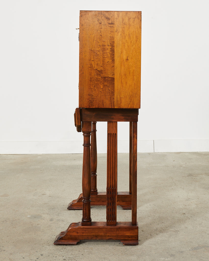 Spanish Baroque Style Walnut Vargueño Cabinet on Stand