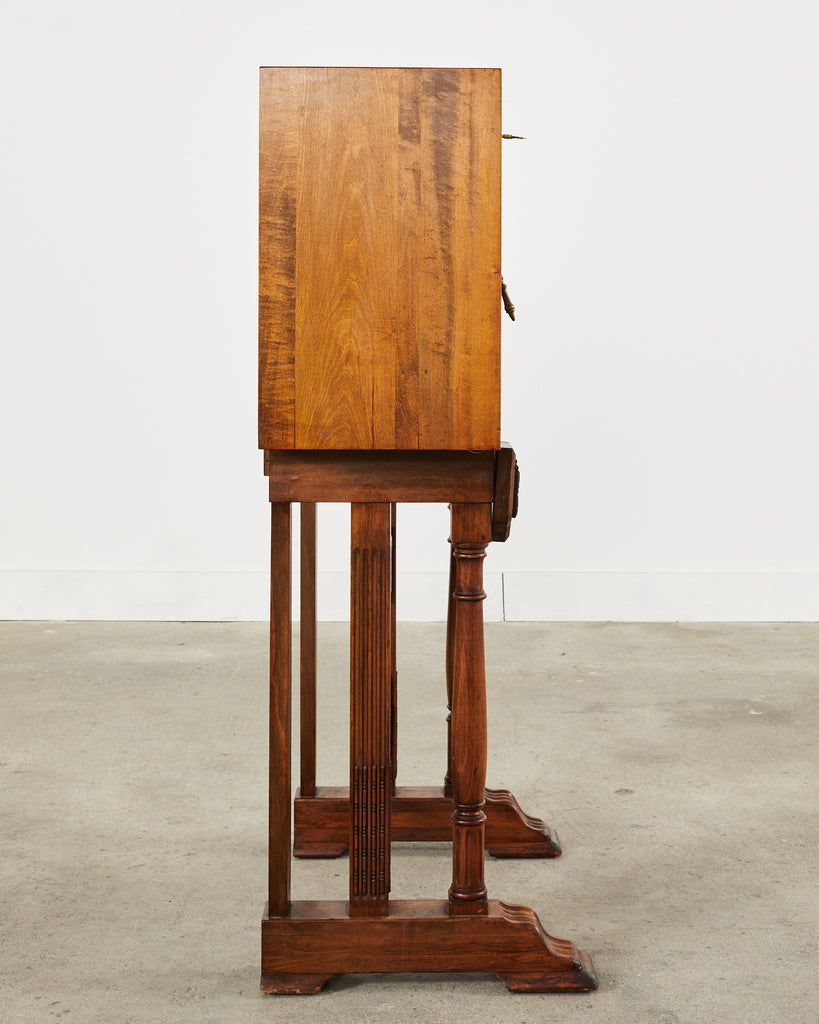 Spanish Baroque Style Walnut Vargueño Cabinet on Stand