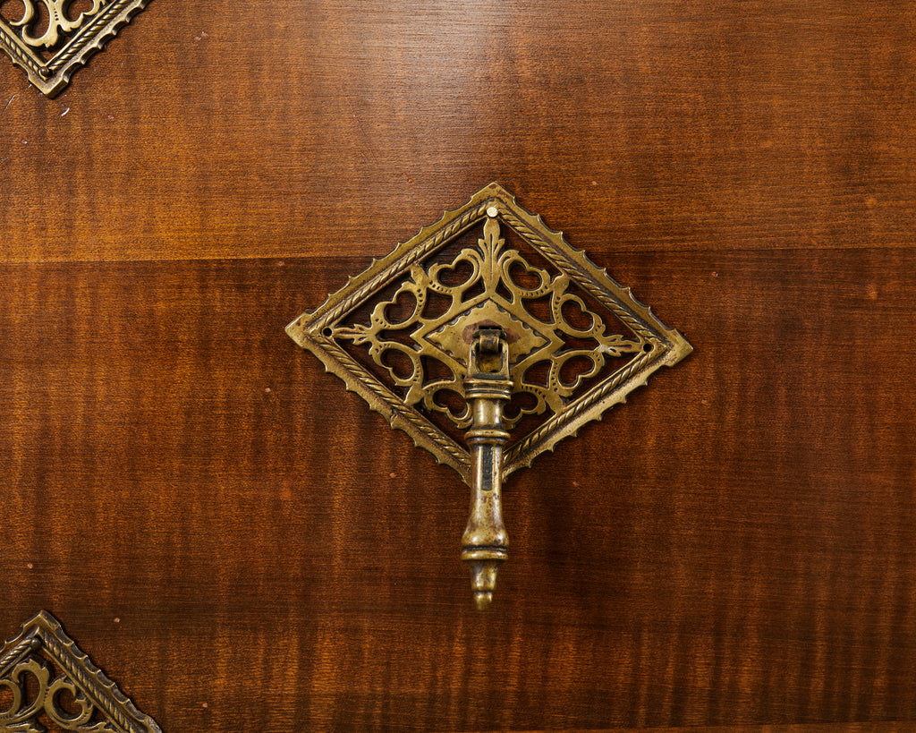 Spanish Baroque Style Walnut Vargueño Cabinet on Stand